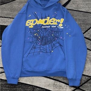 Sp5der Blue Web Hoodie